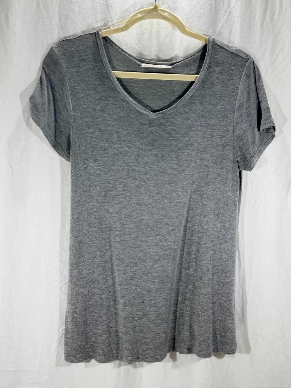 Active Basic Women's Heather Gray V-Neck Short Sleeve Tee
